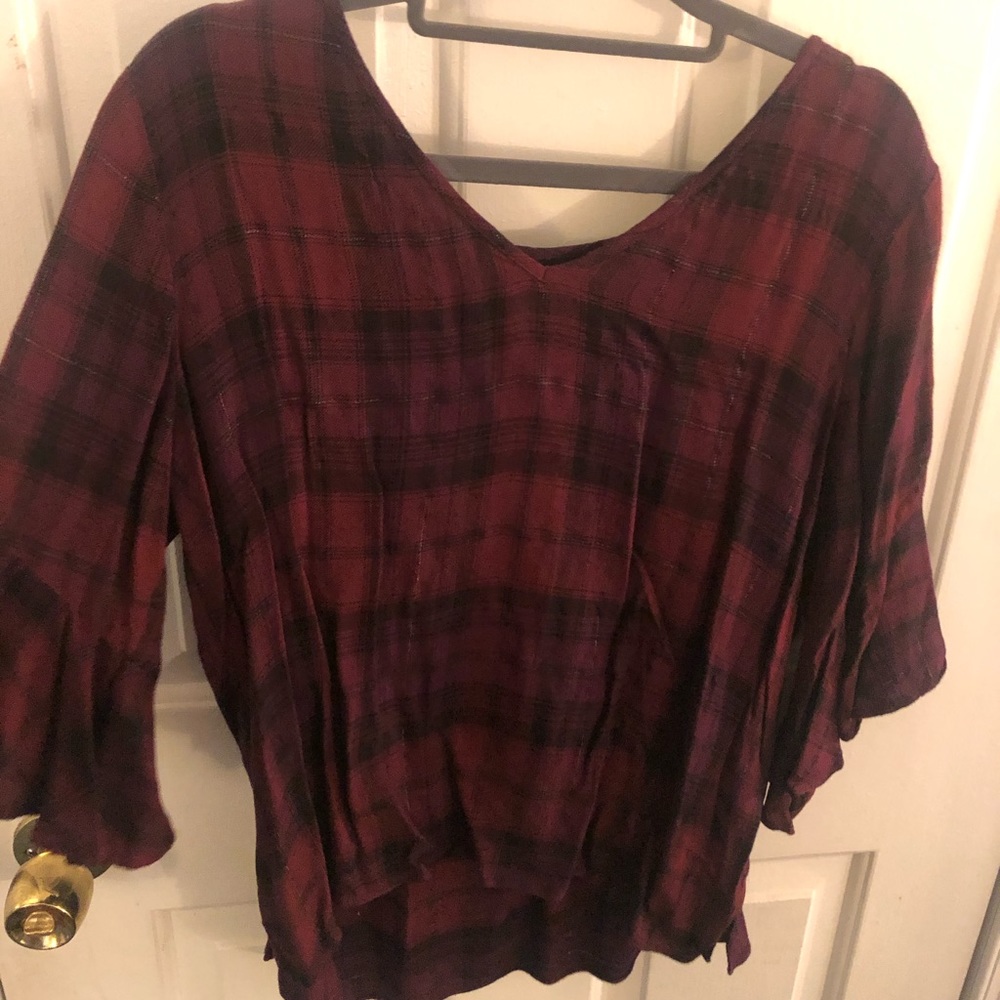 Red plaid blouse